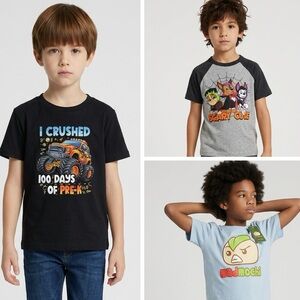 NWT Toddler Boys Set of 3 Graphic Tee Shirts - Black, Blue, Gray - Size 3